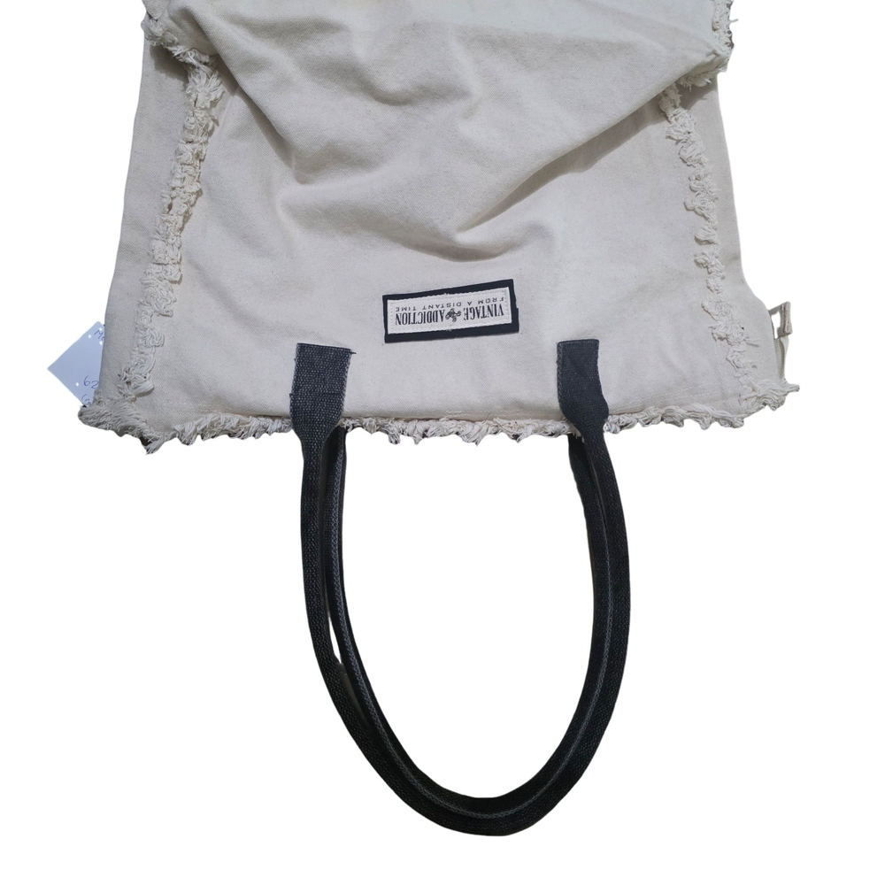 BNWT-Upcycled Vintage Paris Flea Market Cream Tote Bag - Picture 3 of 4